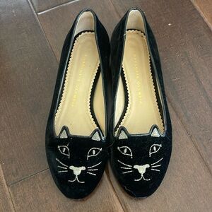 Charlotte Olympia velvet cat flats size 37.5
